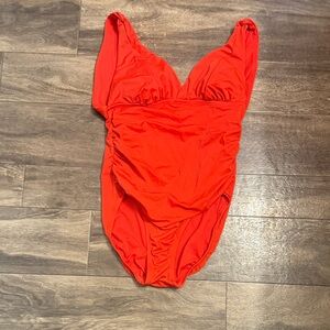 Time and Tru Bright Red One Piece swimsuit